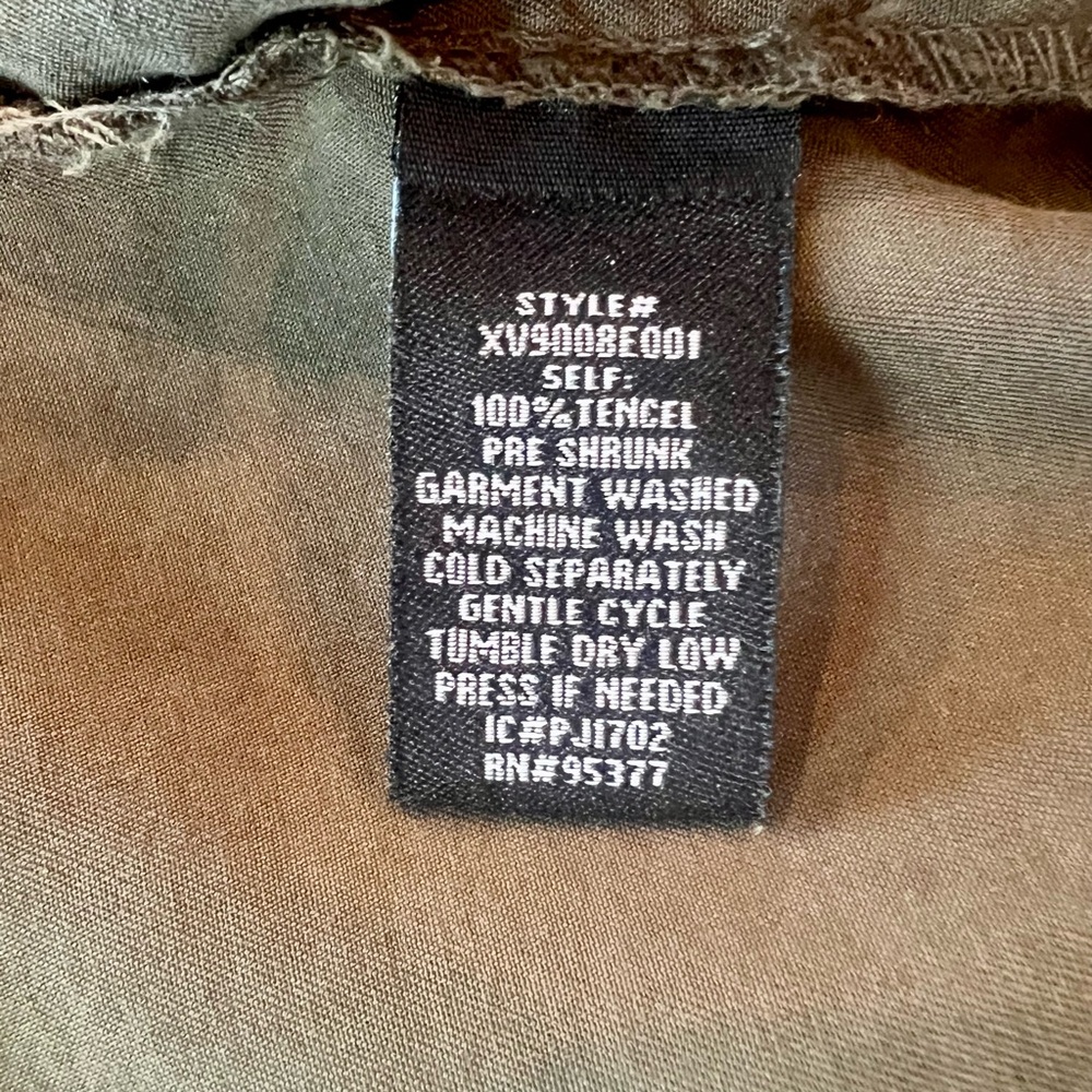 Anthropology Boho Utility Vest Army Olive Green Cinched Waist Flowy Neck - Picture 11 of 12